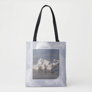 若いシグネットスワンス&フェザーズブルートート トートバッグ