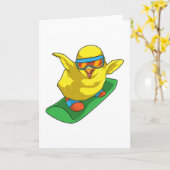 若いスノーボーダーとスノーボード カード (黄色い花)