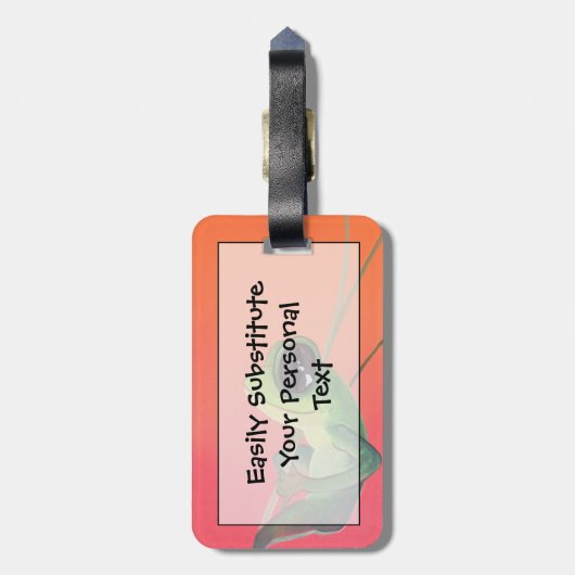 若いタケの幸せなハワイのカエル ラゲッジタグ (裏面縦)