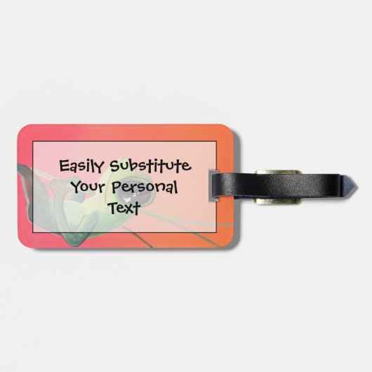 若いタケの幸せなハワイのカエル ラゲッジタグ (裏面横)