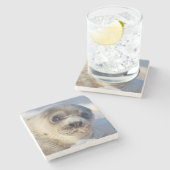 若いタテゴトアザラシ ストーンコースター (横)