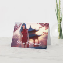 若いチョンサム美しい中国の新年ポーズ