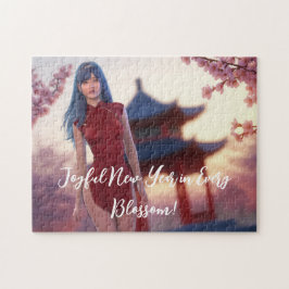 若いチョンサム美しい中国の新年ポーズ ジグソーパズル