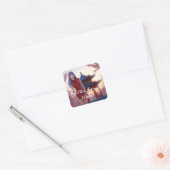 若いチョンサム美しい中国の新年ポーズ スクエアシール (封筒)