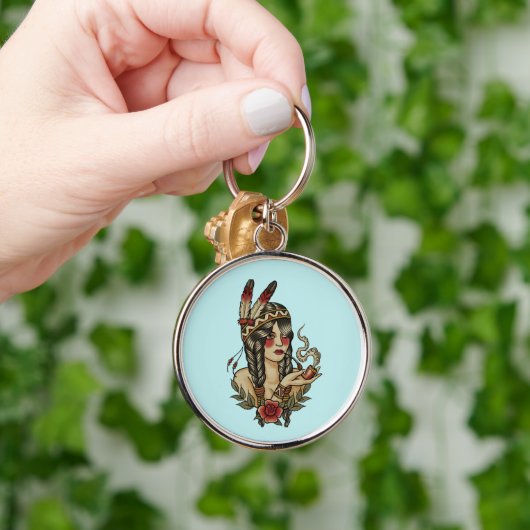 若いネイティブアメリカンの女性 キーホルダー (手)
