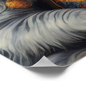 若いヒッピー・モナリザと彼女のグレーの猫 ポスター (角)