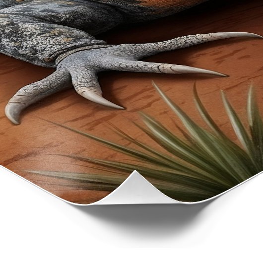 若いフリルの首のトカゲ野生動物のシーン ポスター (コーナー)