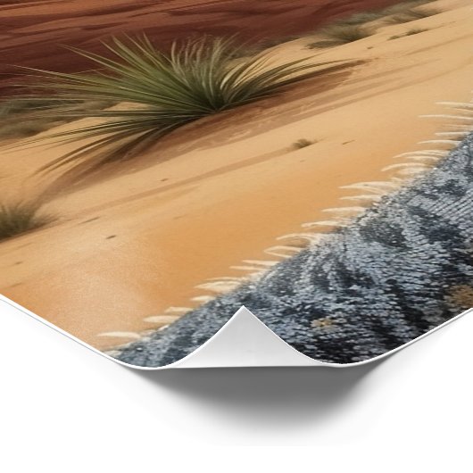 若いフリルの首のトカゲ野生動物のシーン ポスター (コーナー)