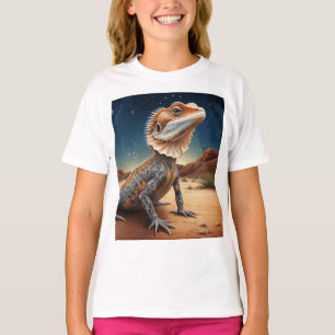若いフリルの首のトカゲ野生動物のシーン Tシャツ
