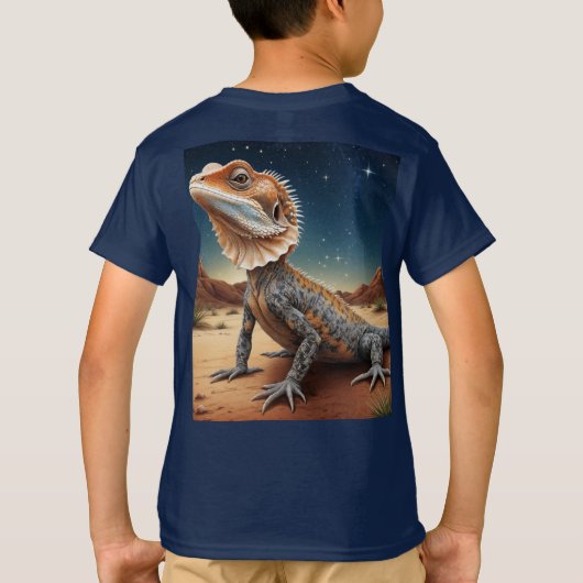 若いフリルの首のトカゲ野生動物のシーン Tシャツ (裏面)