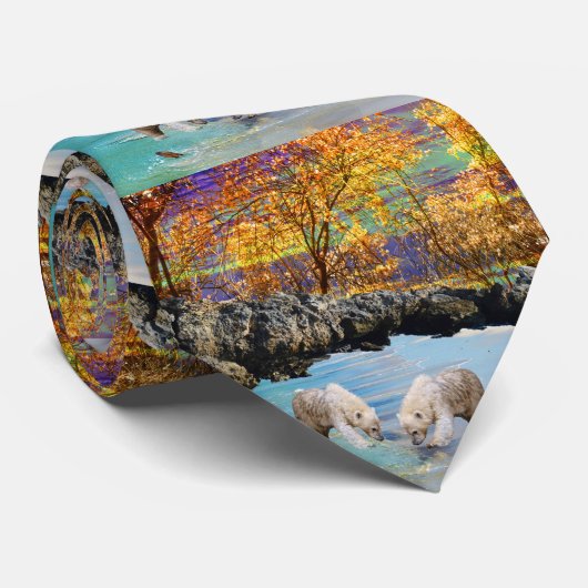 若いホッキョクグマ魚釣り、ネックタイ ネクタイ (ロール)