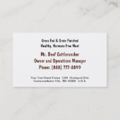 若いホルスタイン子牛 名刺 (裏面)