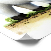 若いホルスタイン牛の3D水彩画像 ポスター (角)