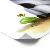 若いホルスタイン牛の3D水彩画像 ポスター (角)