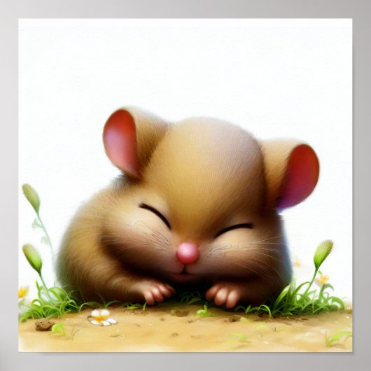 若いヤマネの3D水彩画 ポスター (正面)