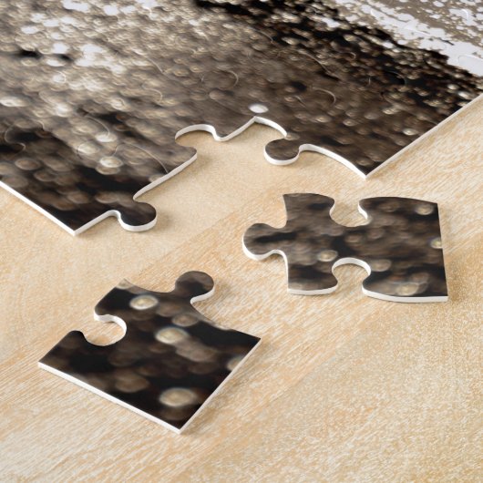 若いロマンチックなカップルキスのシルエット ジグソーパズル (側面)