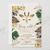 若いワイルドと3つのサファリ3歳の誕生日 招待状 (正面)