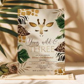 若いワイルドと3つのサファリ3歳の誕生日 招待状