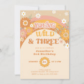 若いワイルドと3レトロな誕生日招待状 招待状 (正面)