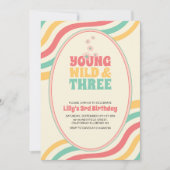 若いワイルドと3レトログルービー3歳の誕生日 招待状 (正面)