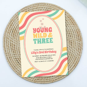 若いワイルドと3レトログルービー3歳の誕生日 招待状