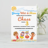 若いワイルドと3人のビーチ誕生日パーティー 招待状 (スタンド正面)