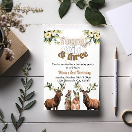 若いワイルドと3人の子供の誕生日パーティー 招待状