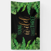 若いワイルドと3人の誕生日パーティーの招待状 横断幕 (縦)