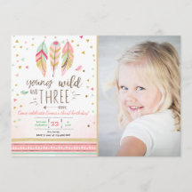 若いワイルドと3招待状ガールピンク金ゴールド3rd