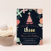 若いワイルドと3歳の誕生日パーティー 箔招待状