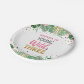 若いワイルドアンドスリーガールピンクのトロピカルサファリ ペーパープレート (アングル)