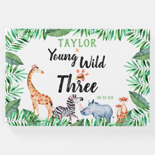 若いワイルドアンドスリーサファリ3歳の誕生日パーティー ゲストブック (正面)