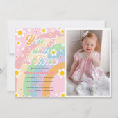 若いワイルドスリーグルービーデイジーレインボー3rd誕生日 招待状 (正面)