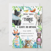 若いワイルドスリーサファリバースデーパーティー 招待状 (正面)