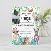 若いワイルドスリーサファリバースデーパーティー 招待状 (スタンド正面)