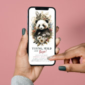 若いワイルド3歳の誕生日キッズかわいいパンダ 招待状