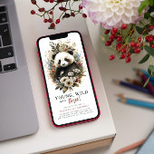 若いワイルド3歳の誕生日キッズかわいいパンダ 招待状