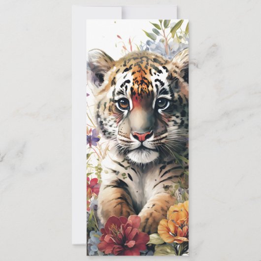 若いワイルド3歳の誕生日キッズカワイタイガー 招待状 (裏面)