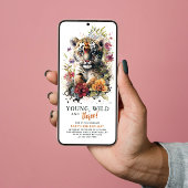 若いワイルド3歳の誕生日キッズカワイタイガー 招待状