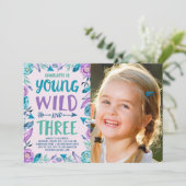 若いワイルド&スリーボーホーの誕生日パーティーの写真 招待状 (スタンド正面)