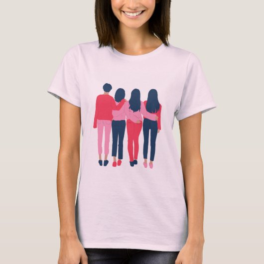 若い四人の女の子Tシャツデザイン Tシャツ (正面)