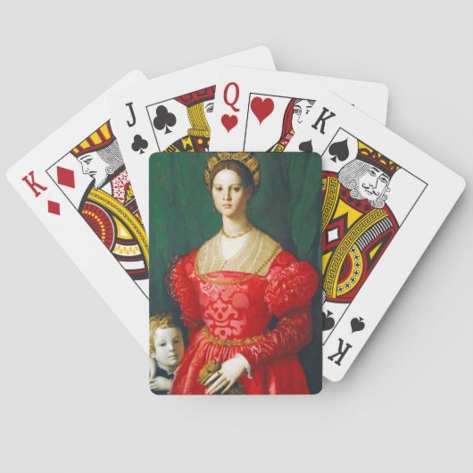 『若い女と小さな男の子』1540年頃。 トランプ (裏面)