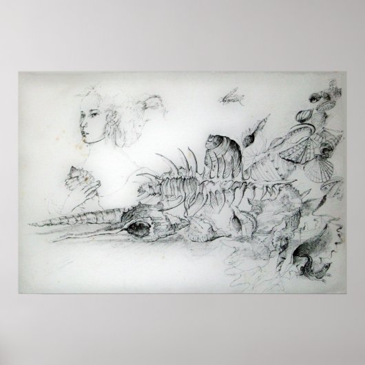 若い女の子と一緒の貝殻 ポスター (正面)