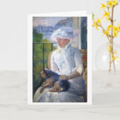 若い女の子と彼女の犬,メアリー・カッサット カード (黄色い花)