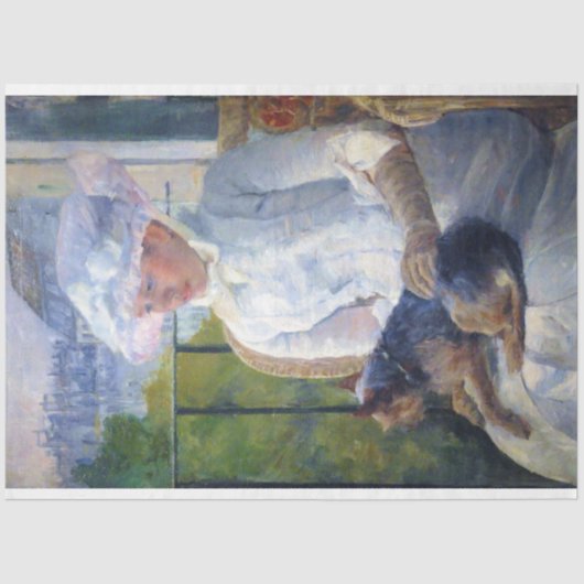 若い女の子と彼女の犬，メアリー・カッサット 薄葉紙 (正面)