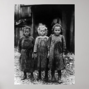 若い女の子のカキShuckersの早い1900年代 ポスター