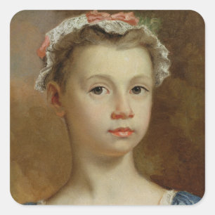 若い女の子のスケッチ、c.1730-40 (キャンバスの油) スクエアシール