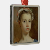 若い女の子のスケッチ、c.1730-40 (キャンバスの油) メタルオーナメント (右)