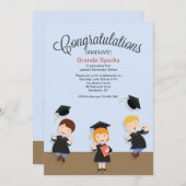 若い女の子の卒業証書 招待状 (正面/裏面)