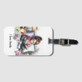 若い女の子の本の恋人の荷物タグ ラゲッジタグ (正面横)